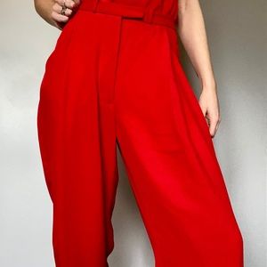 Diane Von Furstenberg coral, wide leg trousers.